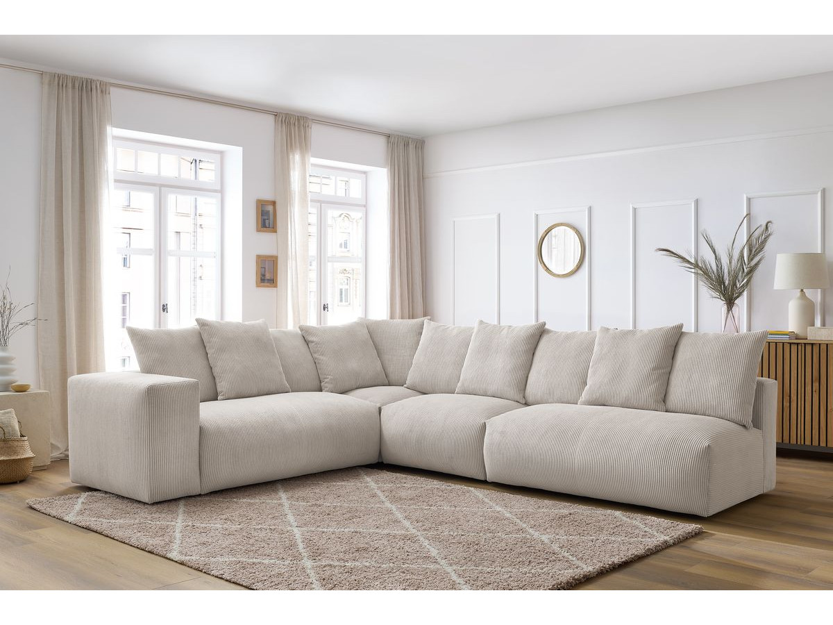 Canapé d'angle fixe modulable VOLTAIRE avec 2 chauffeuses 2 places, 1 angle et 1 chauffeuse 1 place
