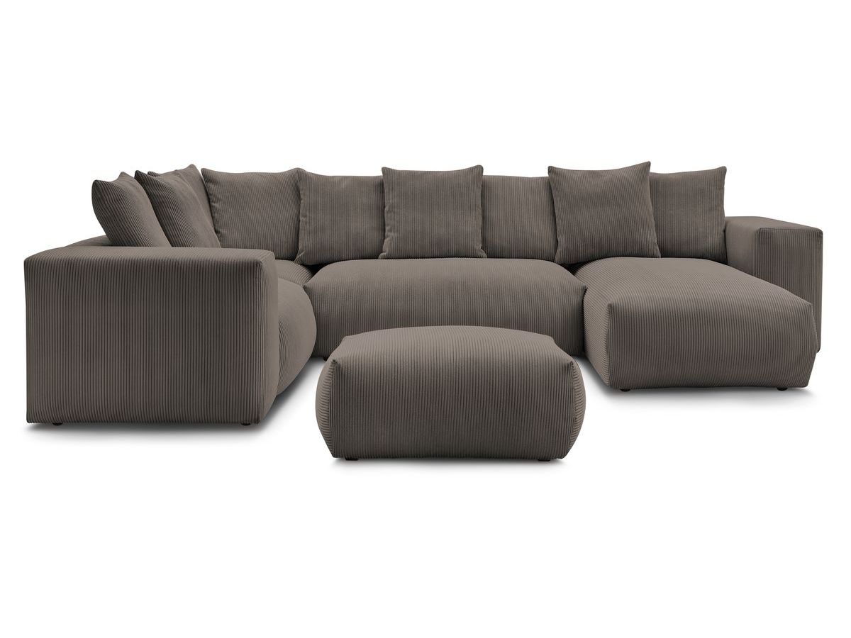 Canapé panoramique fixe modulable VOLTAIRE avec 1 méridienne, 1 angle, 2 chauffeuses et 1 pouf