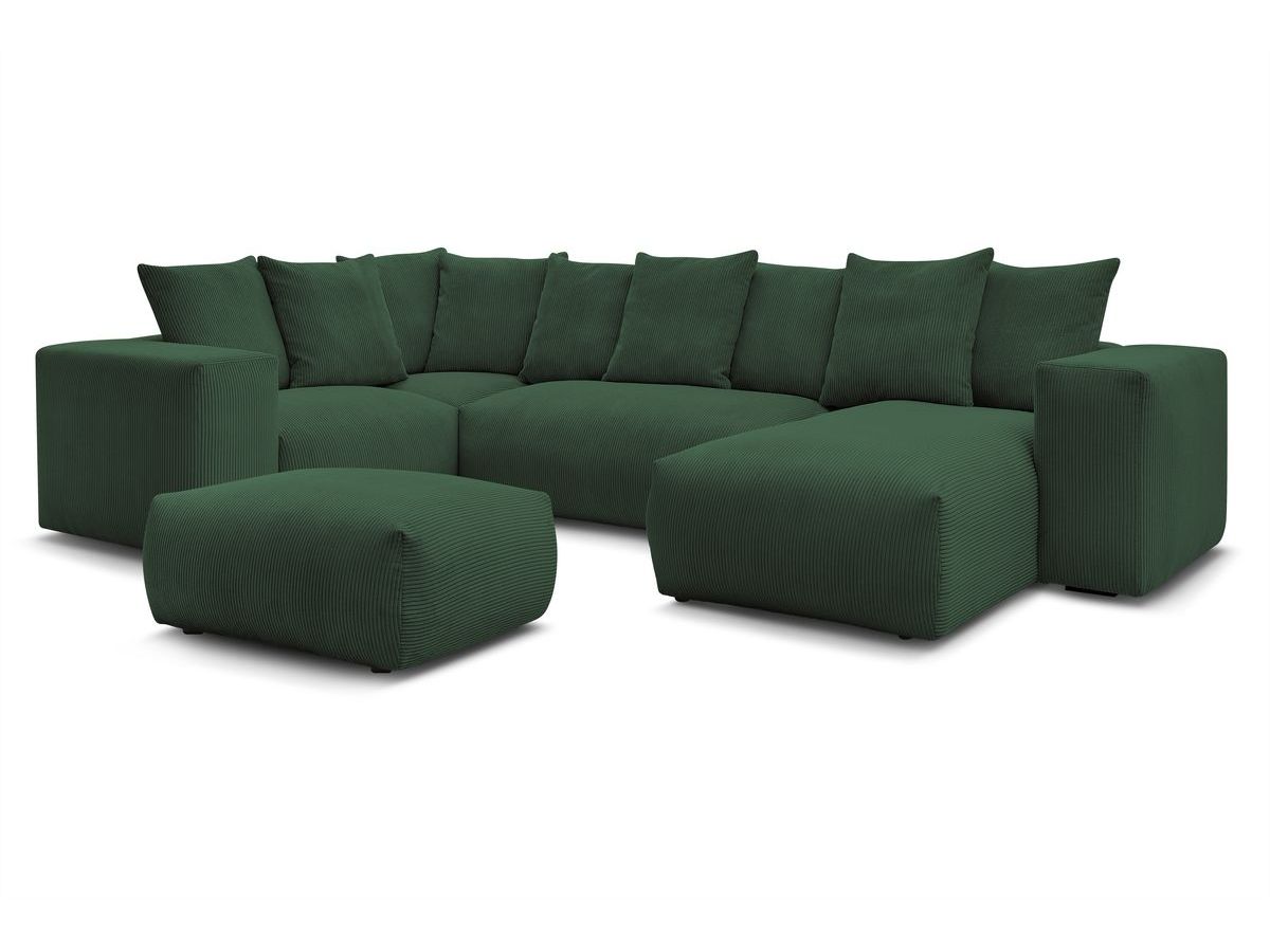 Canapé panoramique fixe modulable VOLTAIRE avec 1 méridienne, 1 angle, 2 chauffeuses et 1 pouf