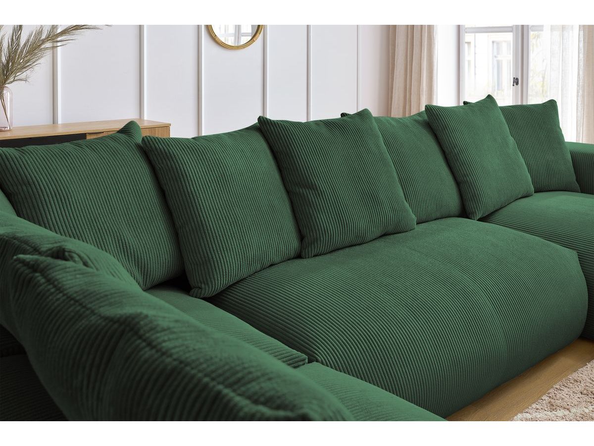 Canapé panoramique fixe modulable VOLTAIRE avec 1 méridienne, 1 angle, 2 chauffeuses et 1 pouf