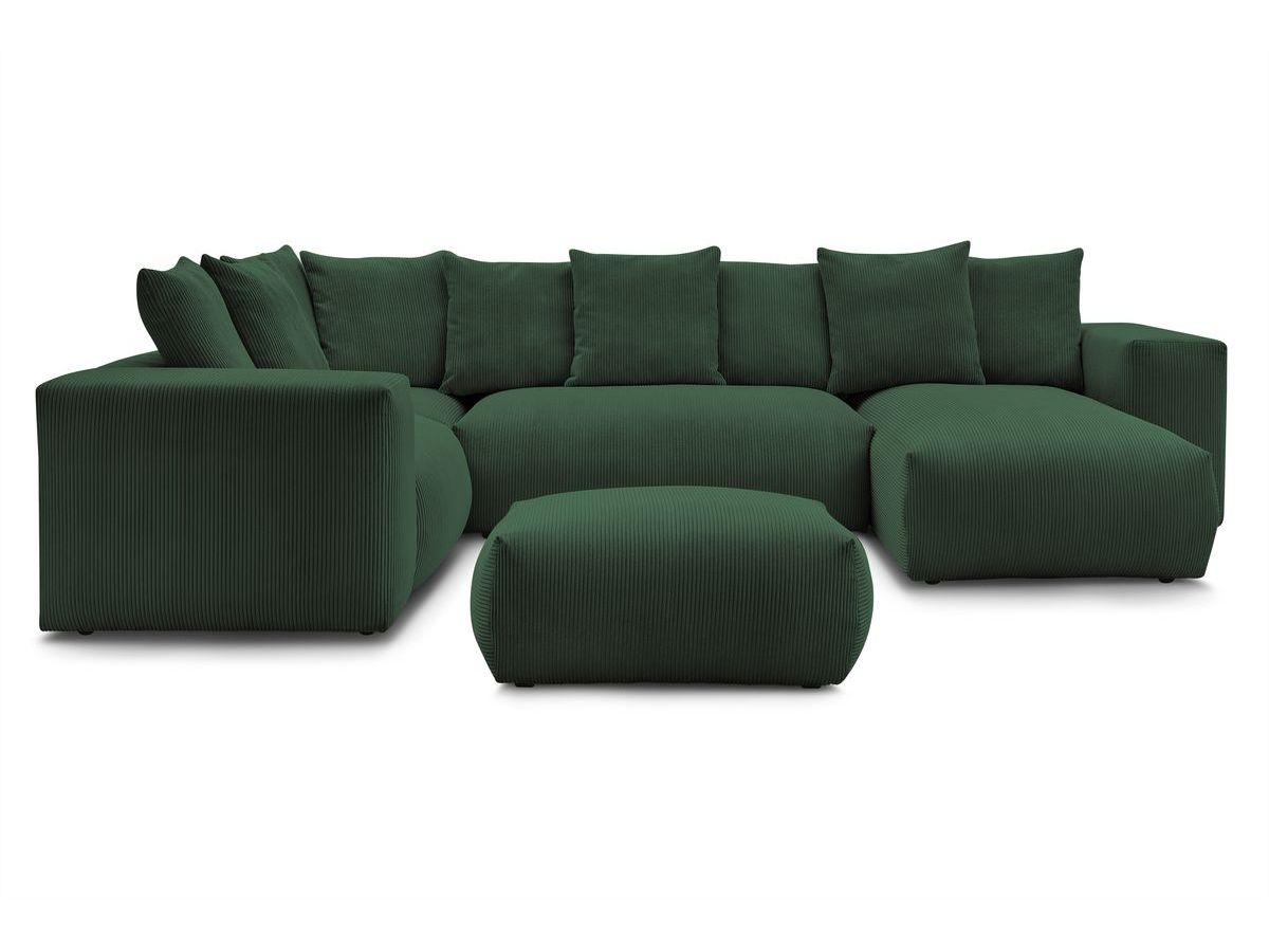Canapé panoramique fixe modulable VOLTAIRE avec 1 méridienne, 1 angle, 2 chauffeuses et 1 pouf