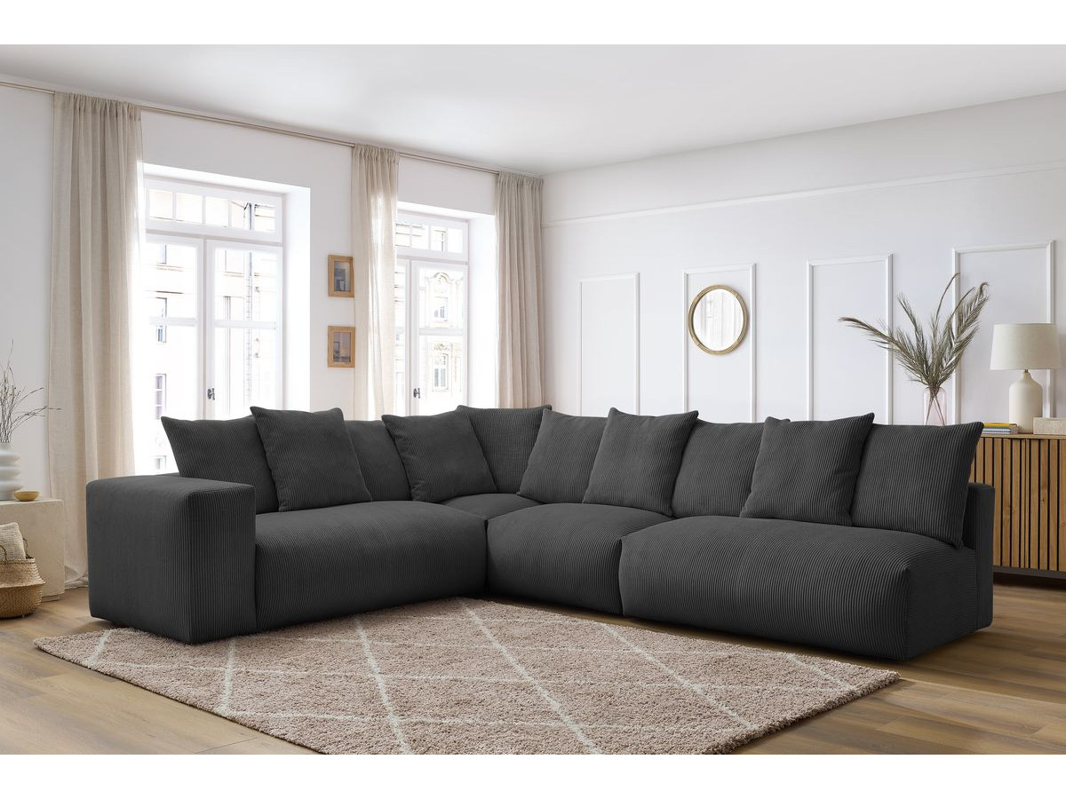 Canapé d'angle fixe modulable VOLTAIRE avec 2 chauffeuses 2 places, 1 angle et 1 chauffeuse 1 place