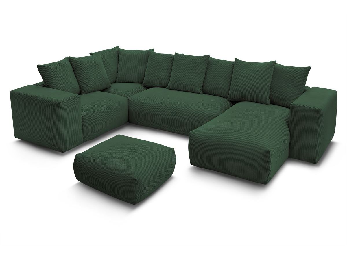 Canapé panoramique fixe modulable VOLTAIRE avec 1 méridienne, 1 angle, 2 chauffeuses et 1 pouf