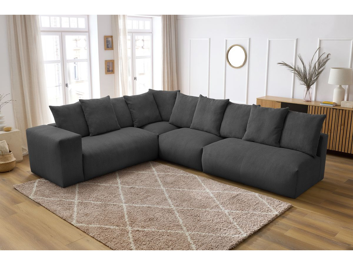 Canapé d'angle fixe modulable VOLTAIRE avec 2 chauffeuses 2 places, 1 angle et 1 chauffeuse 1 place