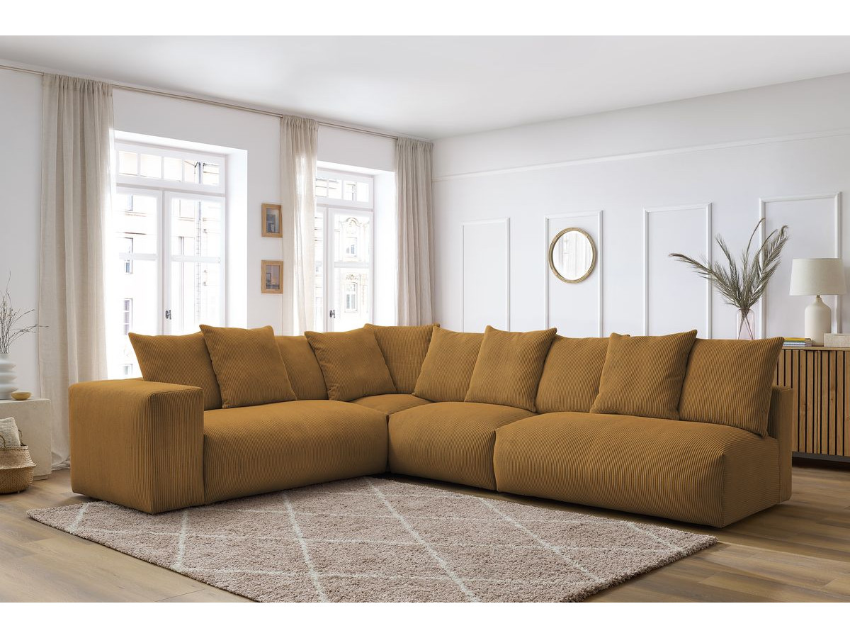 Canapé d'angle fixe modulable VOLTAIRE avec 2 chauffeuses 2 places, 1 angle et 1 chauffeuse 1 place