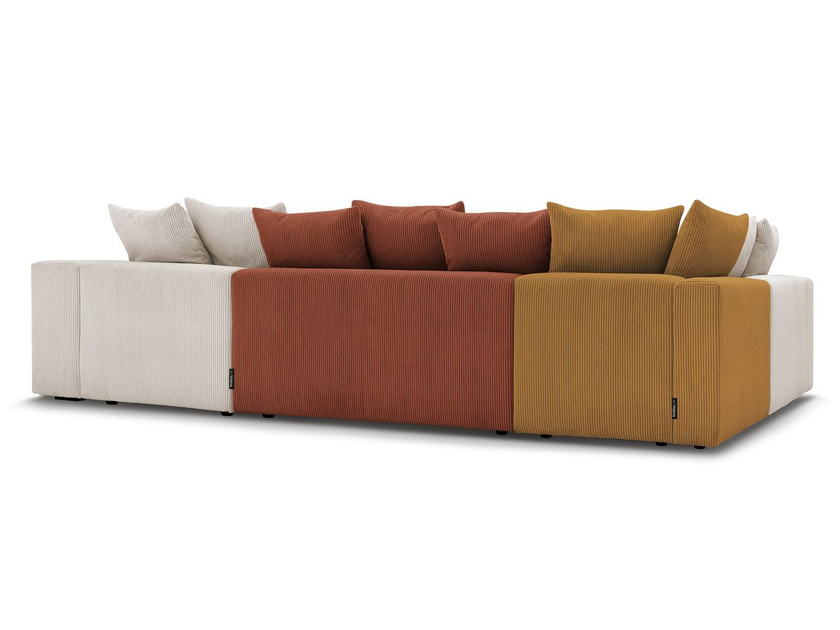 Canapé panoramique fixe modulable VOLTAIRE avec 1 méridienne, 1 angle, 2 chauffeuses et 1 pouf