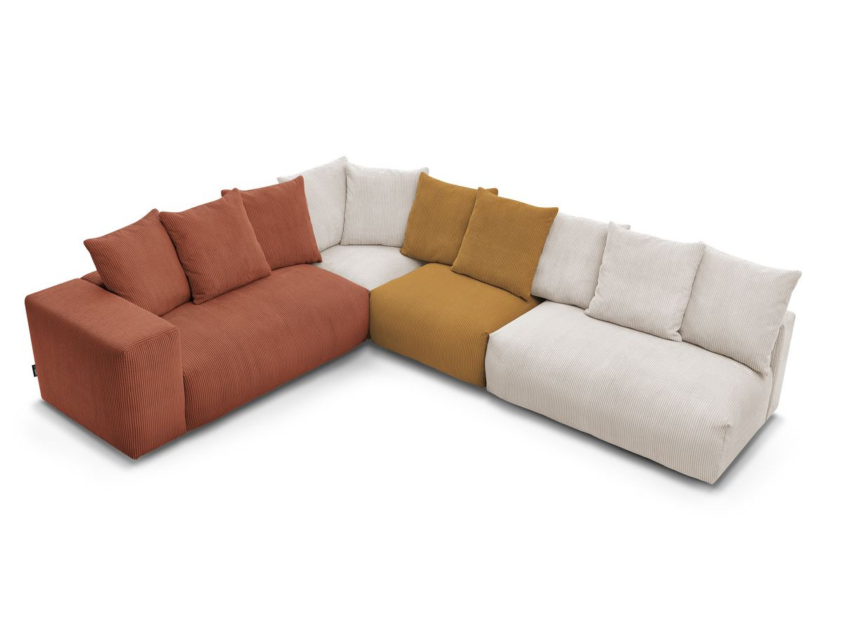 Canapé d'angle fixe modulable VOLTAIRE avec 2 chauffeuses 2 places, 1 angle et 1 chauffeuse 1 place