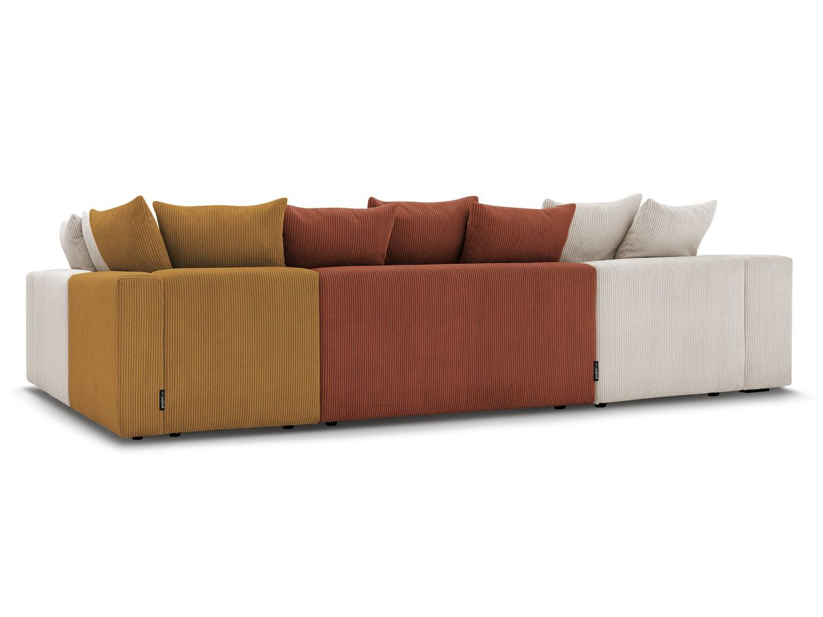 Canapé panoramique fixe modulable VOLTAIRE avec 1 méridienne, 1 angle, 2 chauffeuses et 1 pouf