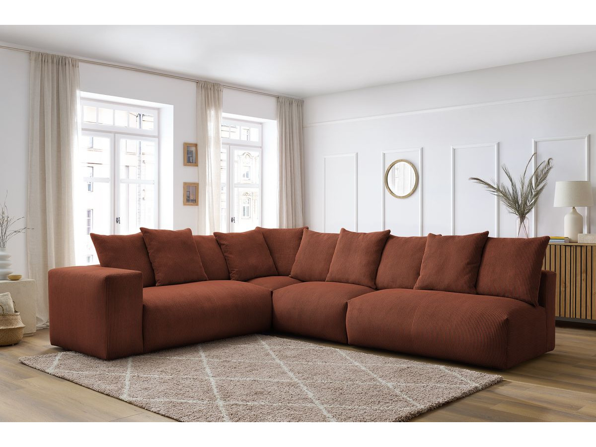 Canapé d'angle fixe modulable VOLTAIRE avec 2 chauffeuses 2 places, 1 angle et 1 chauffeuse 1 place