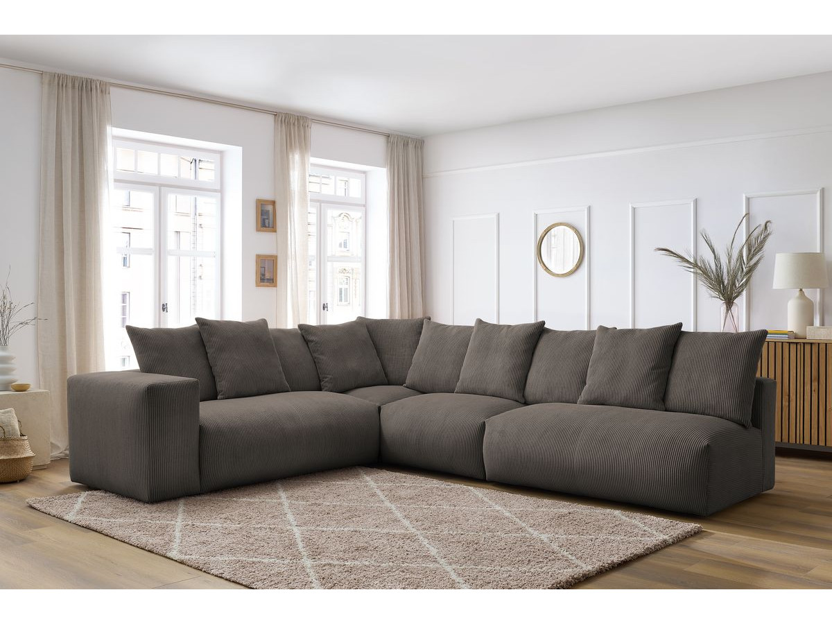 Canapé d'angle fixe modulable VOLTAIRE avec 2 chauffeuses 2 places, 1 angle et 1 chauffeuse 1 place
