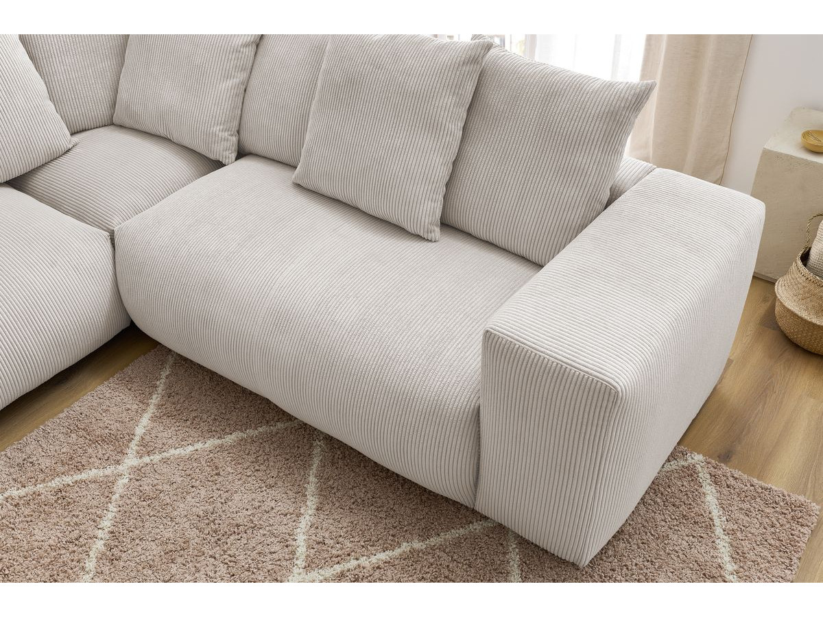 Canapé d'angle fixe EVEREST tissu chiné - Orange - Angle droit - 10 coussins