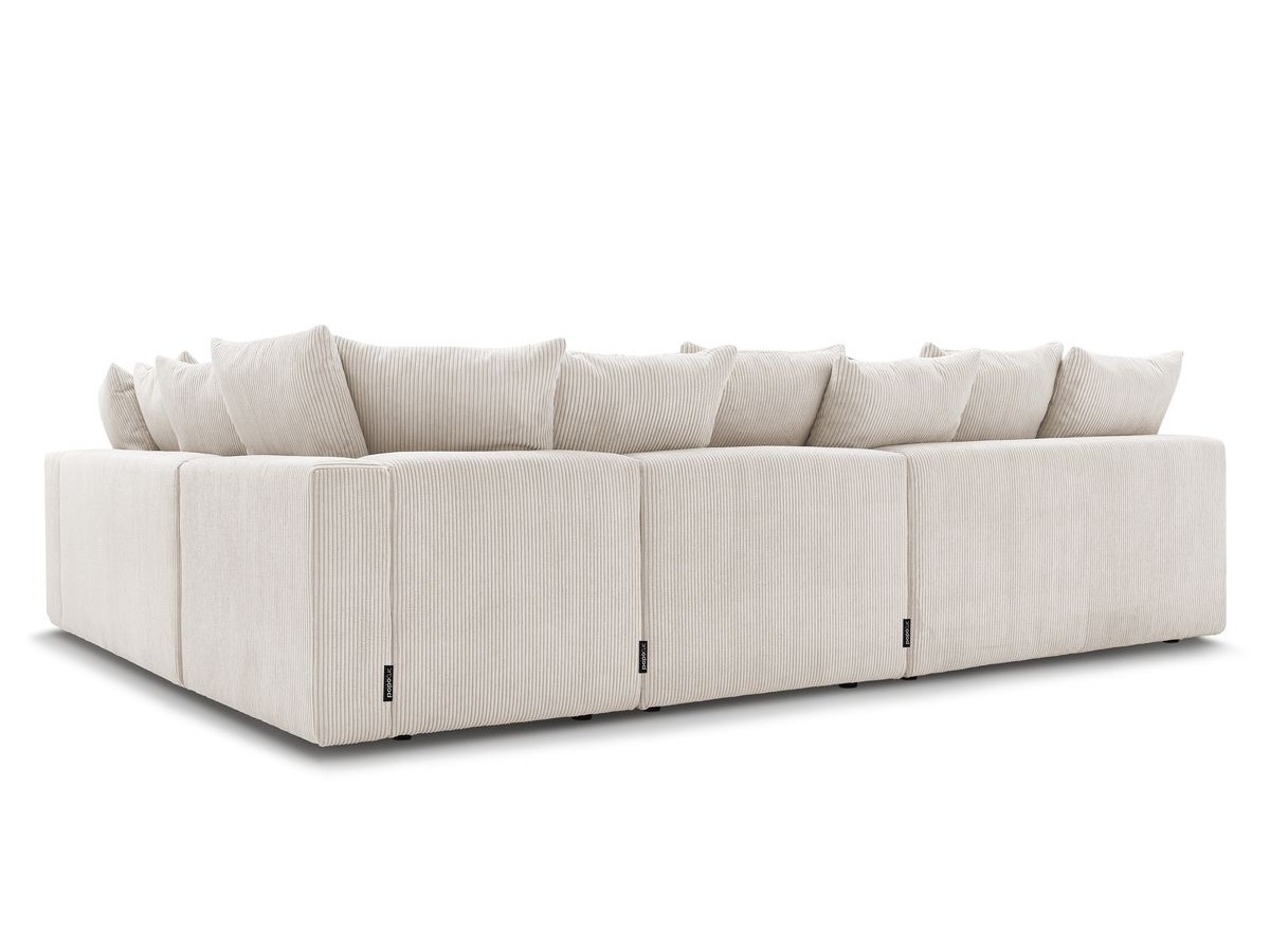 Canapé d'angle fixe EVEREST tissu chiné - Orange - Angle droit - 10 coussins