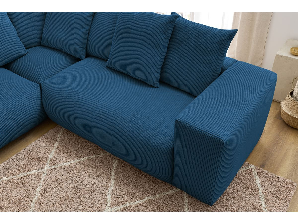 Canapé d'angle fixe modulable VOLTAIRE avec 2 chauffeuses 2 places, 1 angle, 1 chauffeuse 1 place et 1 pouf