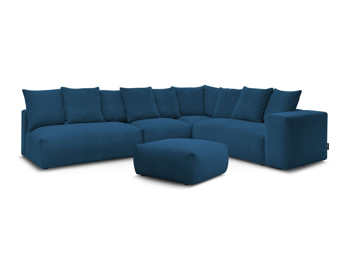 Canapé d'angle fixe modulable VOLTAIRE avec 2 chauffeuses 2 places, 1 angle, 1 chauffeuse 1 place et 1 pouf