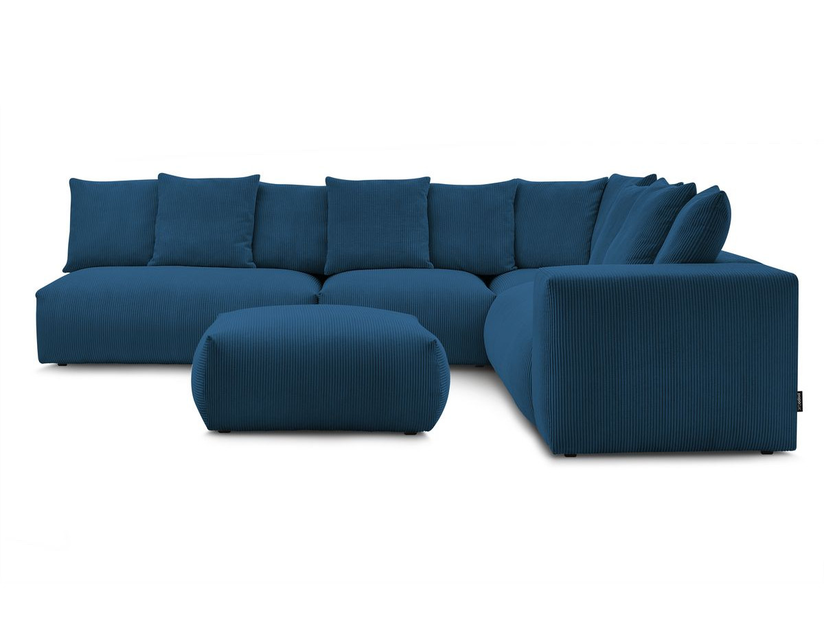 Canapé d'angle fixe modulable VOLTAIRE avec 2 chauffeuses 2 places, 1 angle, 1 chauffeuse 1 place et 1 pouf
