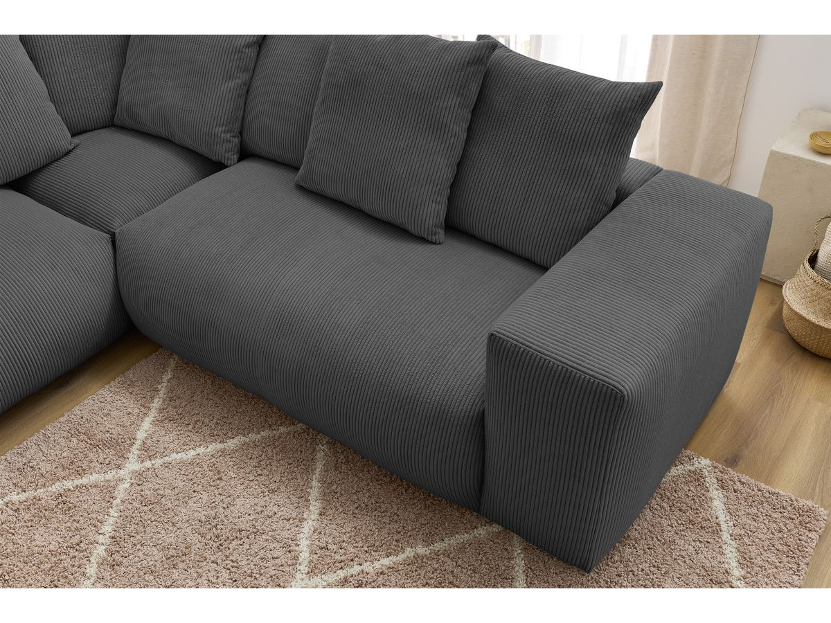 Canapé d'angle fixe EVEREST tissu chiné - Orange - Angle droit - 10 coussins
