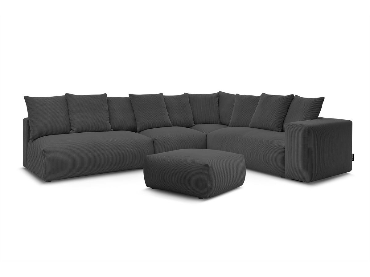 Canapé d'angle fixe modulable VOLTAIRE avec 2 chauffeuses 2 places, 1 angle, 1 chauffeuse 1 place et 1 pouf