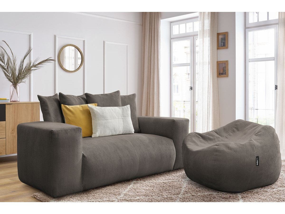 Canapé droit fixe 2 places VOLTAIRE avec pouf