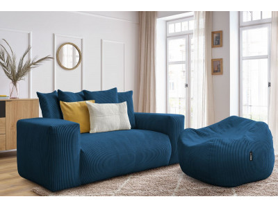 Canapé droit fixe 2 places VOLTAIRE avec pouf