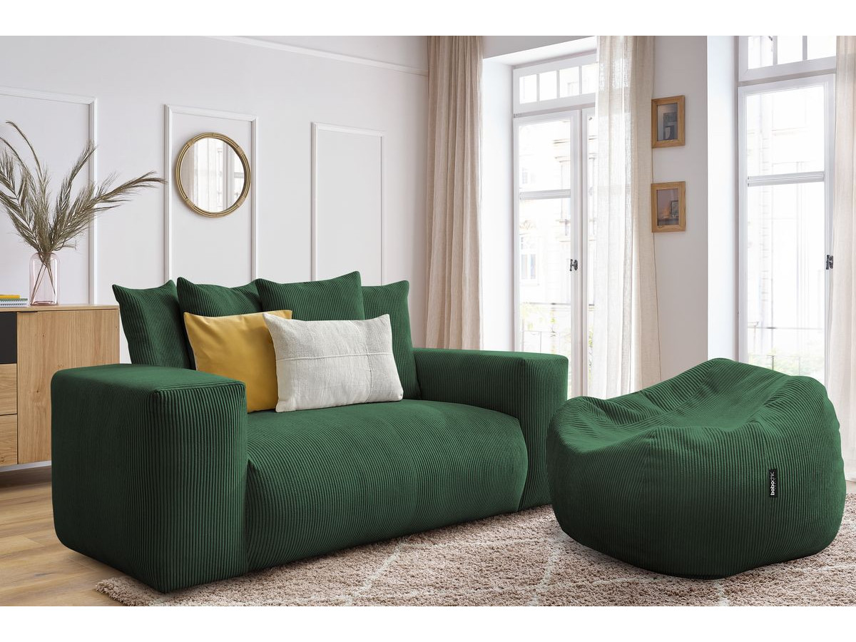 Canapé droit fixe 2 places VOLTAIRE avec pouf