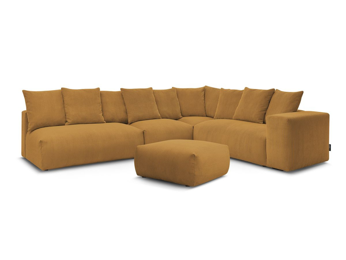 Canapé d'angle fixe modulable VOLTAIRE avec 2 chauffeuses 2 places, 1 angle, 1 chauffeuse 1 place et 1 pouf