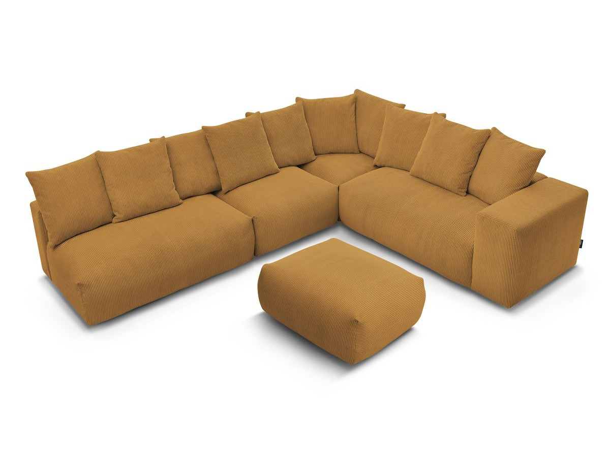 VOLTAIRE modulaire vaste hoekbank met 2 tweezitsfauteuils, 1 hoekbank, 1 enkele fauteuil en 1 poef