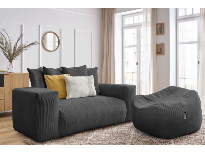Canapé droit fixe 2 places VOLTAIRE avec pouf
