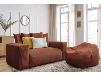 Canapé droit fixe 2 places VOLTAIRE avec pouf