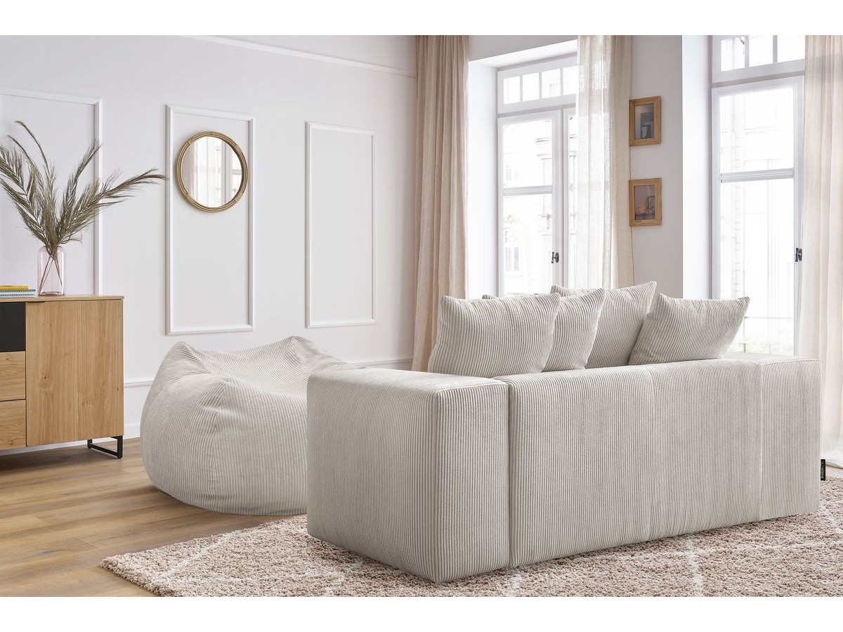 Canapé droit fixe 2 places VOLTAIRE avec pouf