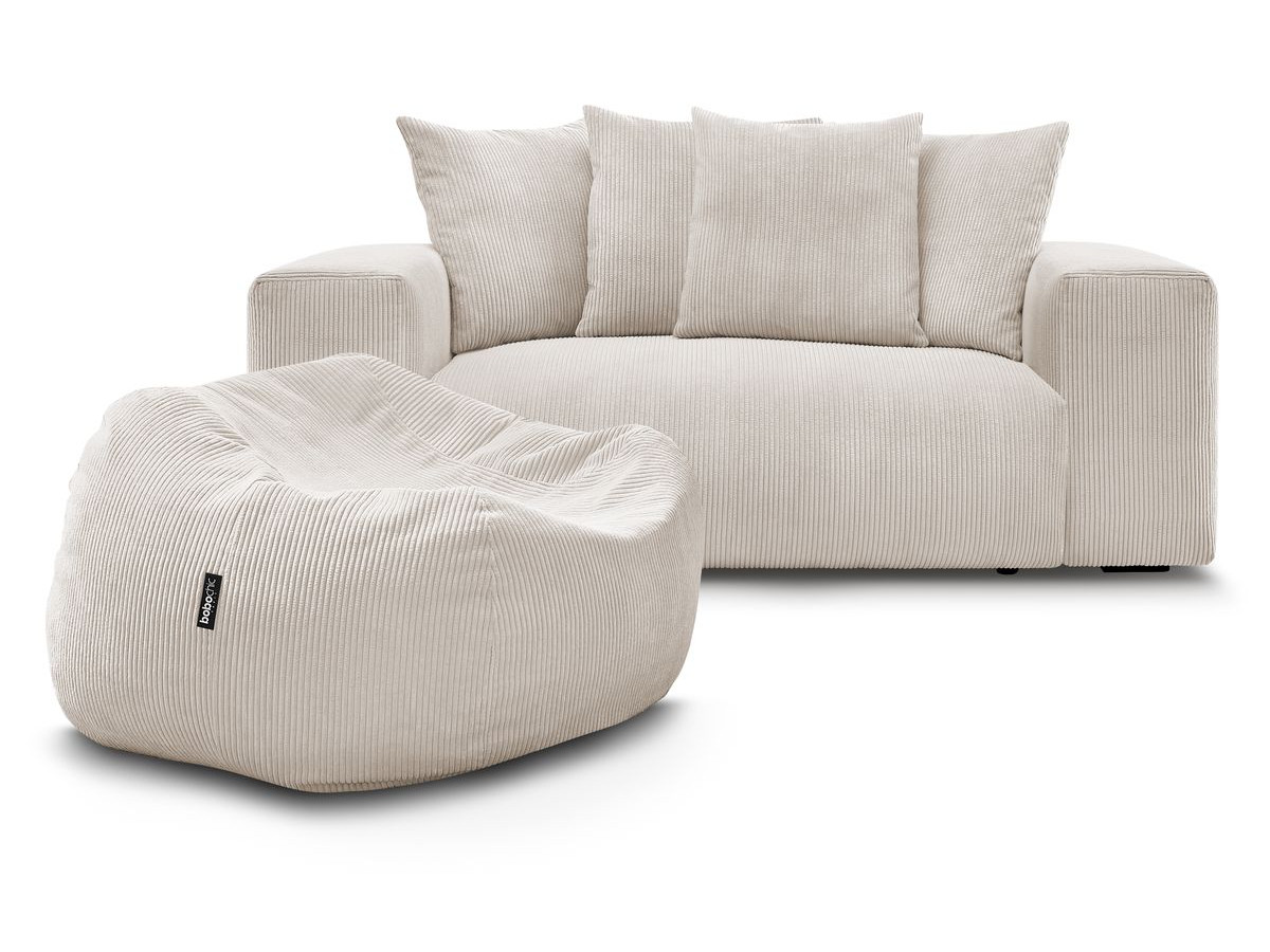 Canapé droit fixe 2 places VOLTAIRE avec pouf