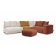 Canapé d'angle fixe modulable VOLTAIRE avec 2 chauffeuses 2 places, 1 angle, 1 chauffeuse 1 place et 1 pouf