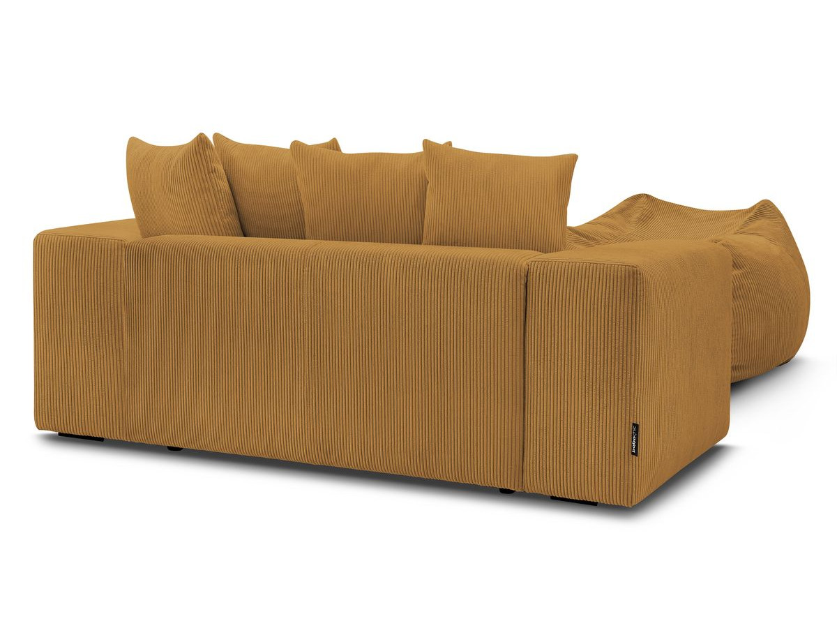 Canapé d'angle fixe EVEREST tissu chiné - Orange - Angle droit - 10 coussins