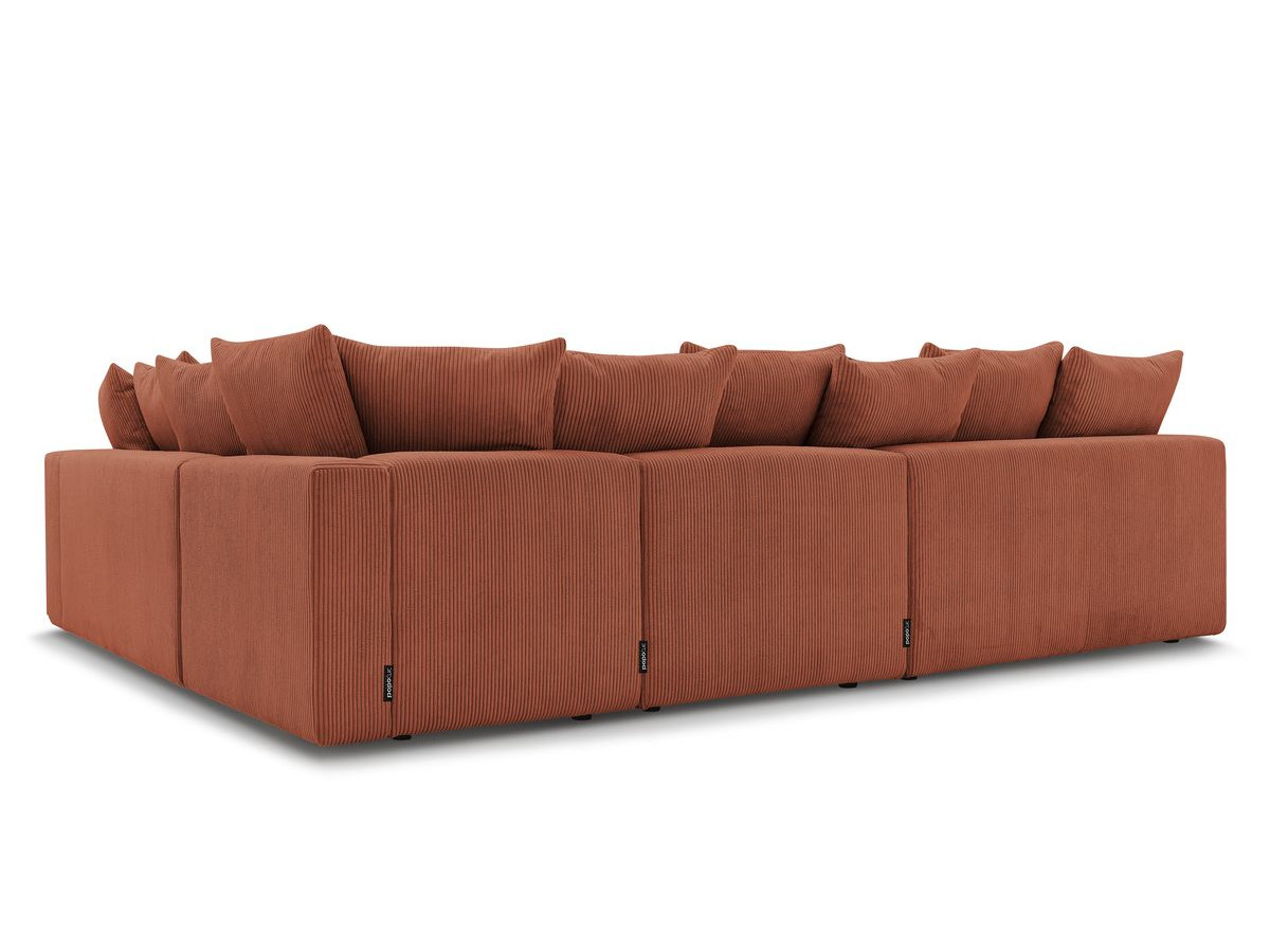 Canapé d'angle fixe EVEREST tissu chiné - Orange - Angle droit - 10 coussins