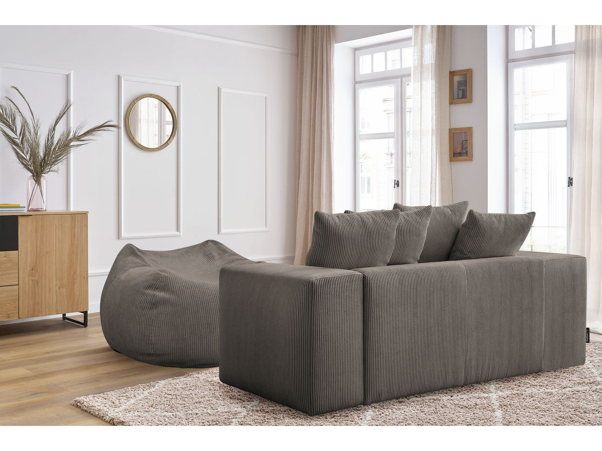 Canapé droit fixe 2 places VOLTAIRE avec pouf