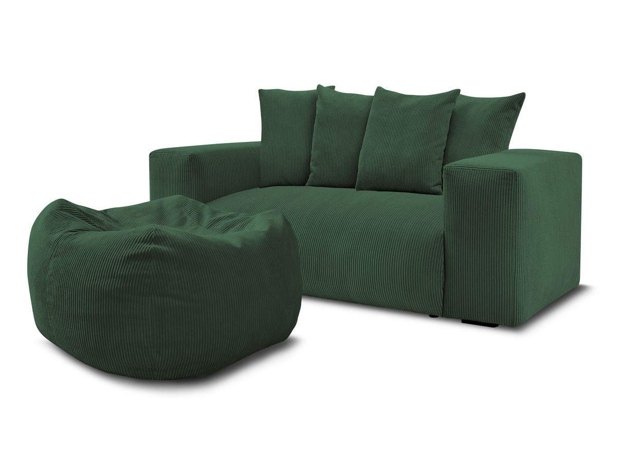 Canapé droit fixe 2 places VOLTAIRE avec pouf