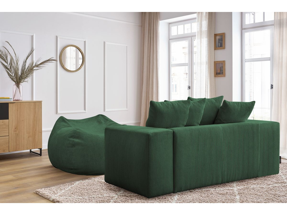 Canapé droit fixe 2 places VOLTAIRE avec pouf