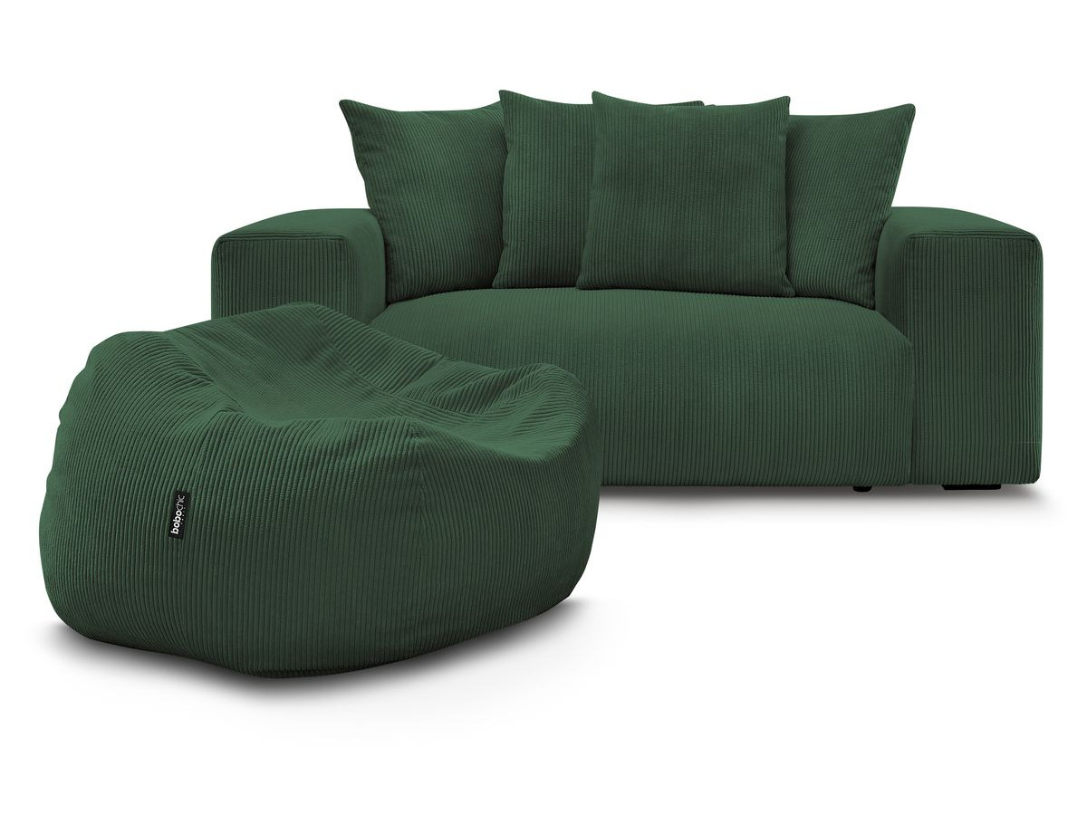 Canapé droit fixe 2 places VOLTAIRE avec pouf