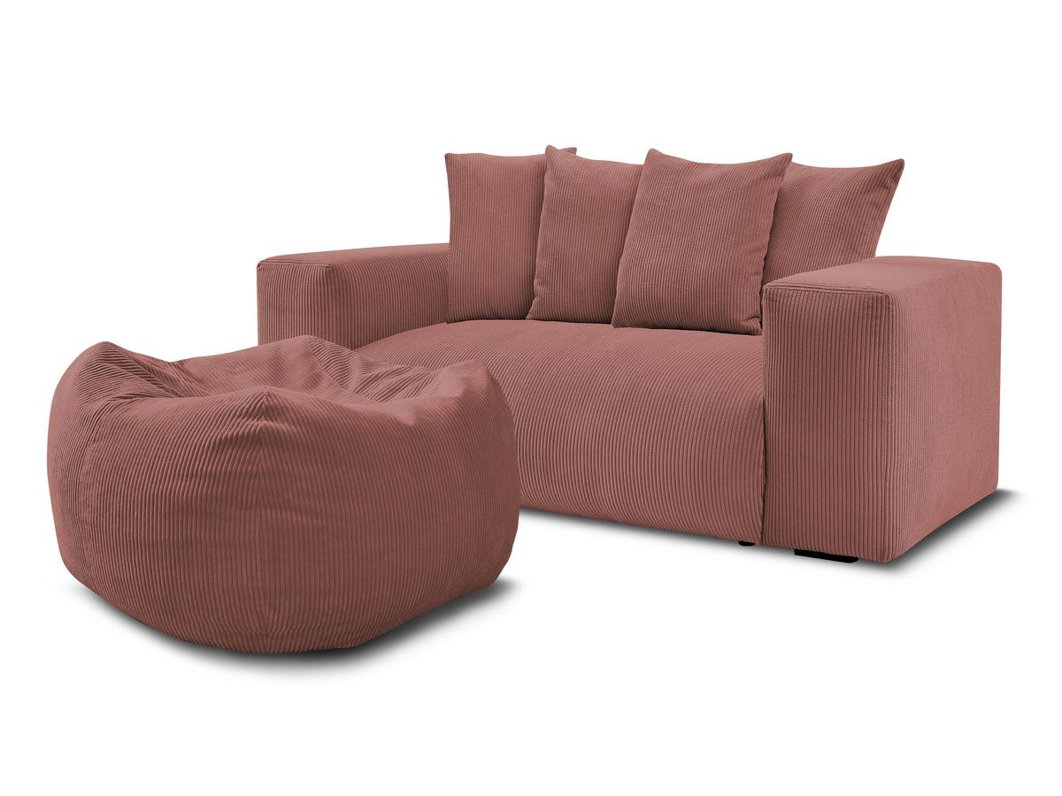 Canapé droit fixe 2 places VOLTAIRE avec pouf