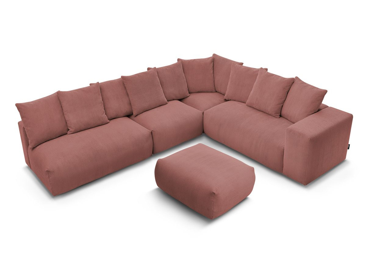 VOLTAIRE modulaire vaste hoekbank met 2 tweezitsfauteuils, 1 hoekbank, 1 enkele fauteuil en 1 poef