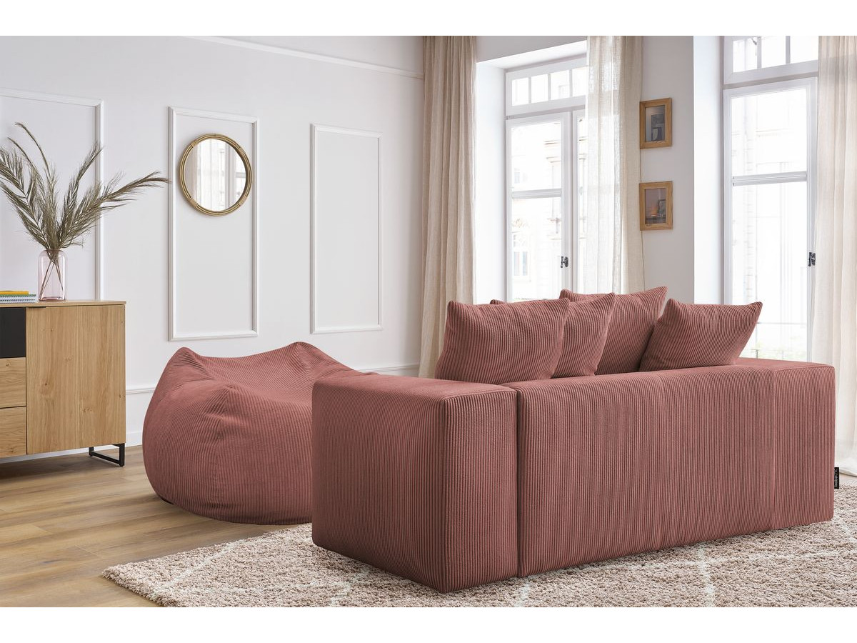 Canapé droit fixe 2 places VOLTAIRE avec pouf