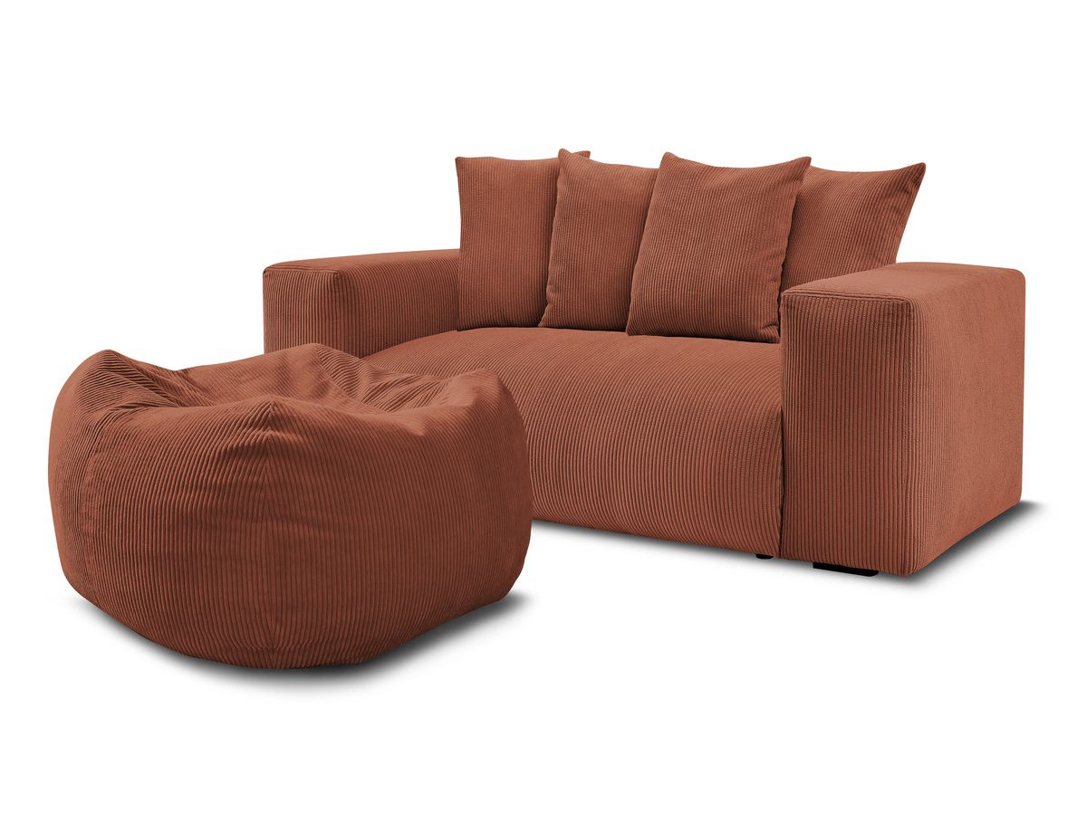 Canapé droit fixe 2 places VOLTAIRE avec pouf
