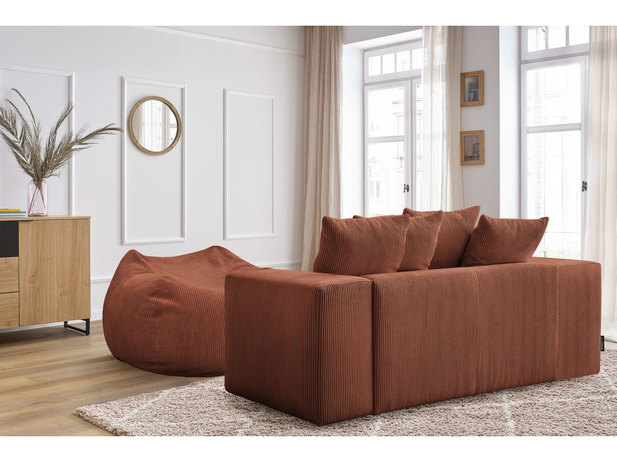 Canapé droit fixe 2 places VOLTAIRE avec pouf
