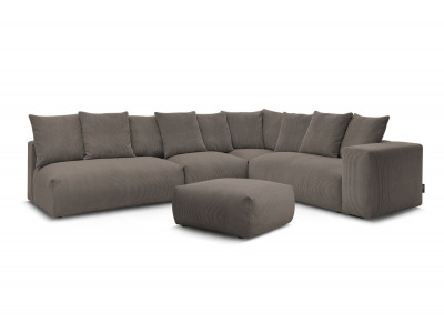 Canapé d'angle fixe modulable VOLTAIRE avec 2 chauffeuses 2 places, 1 angle, 1 chauffeuse 1 place et 1 pouf