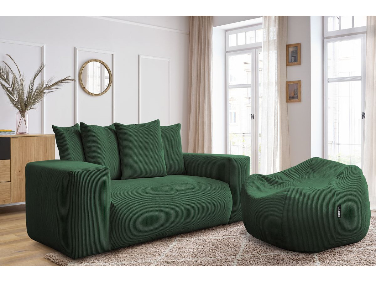 Canapé droit fixe 2 places VOLTAIRE avec pouf