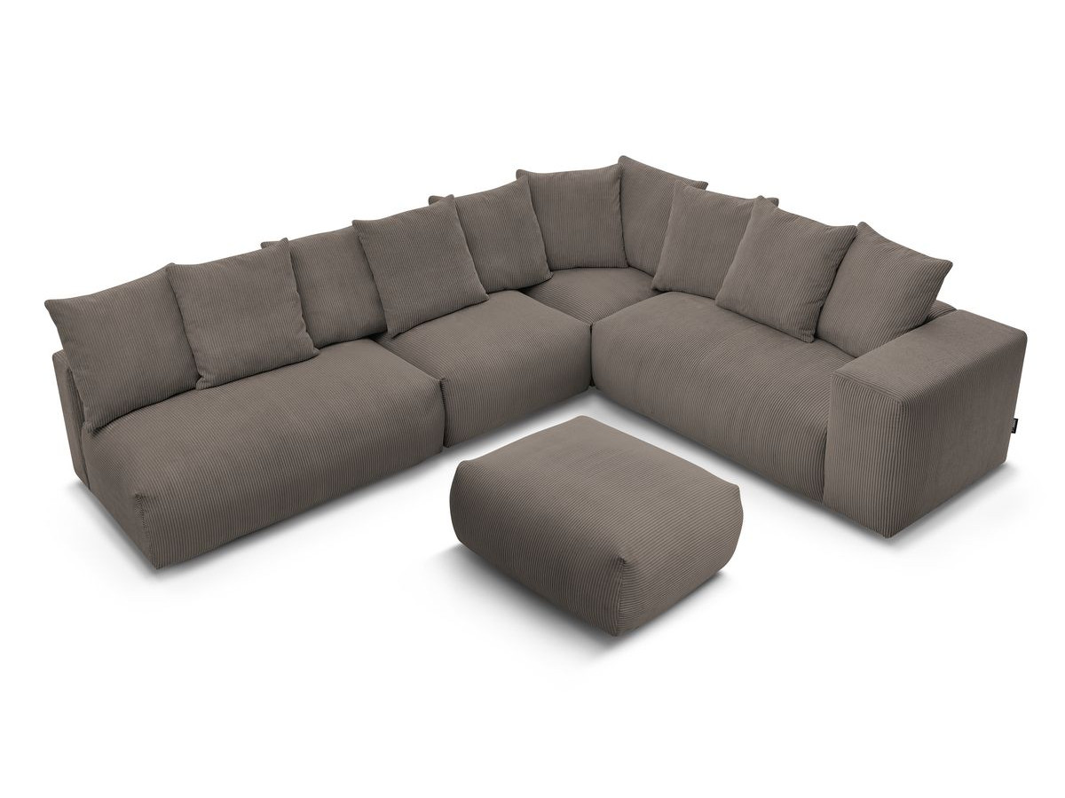 VOLTAIRE modulaire vaste hoekbank met 2 tweezitsfauteuils, 1 hoekbank, 1 enkele fauteuil en 1 poef