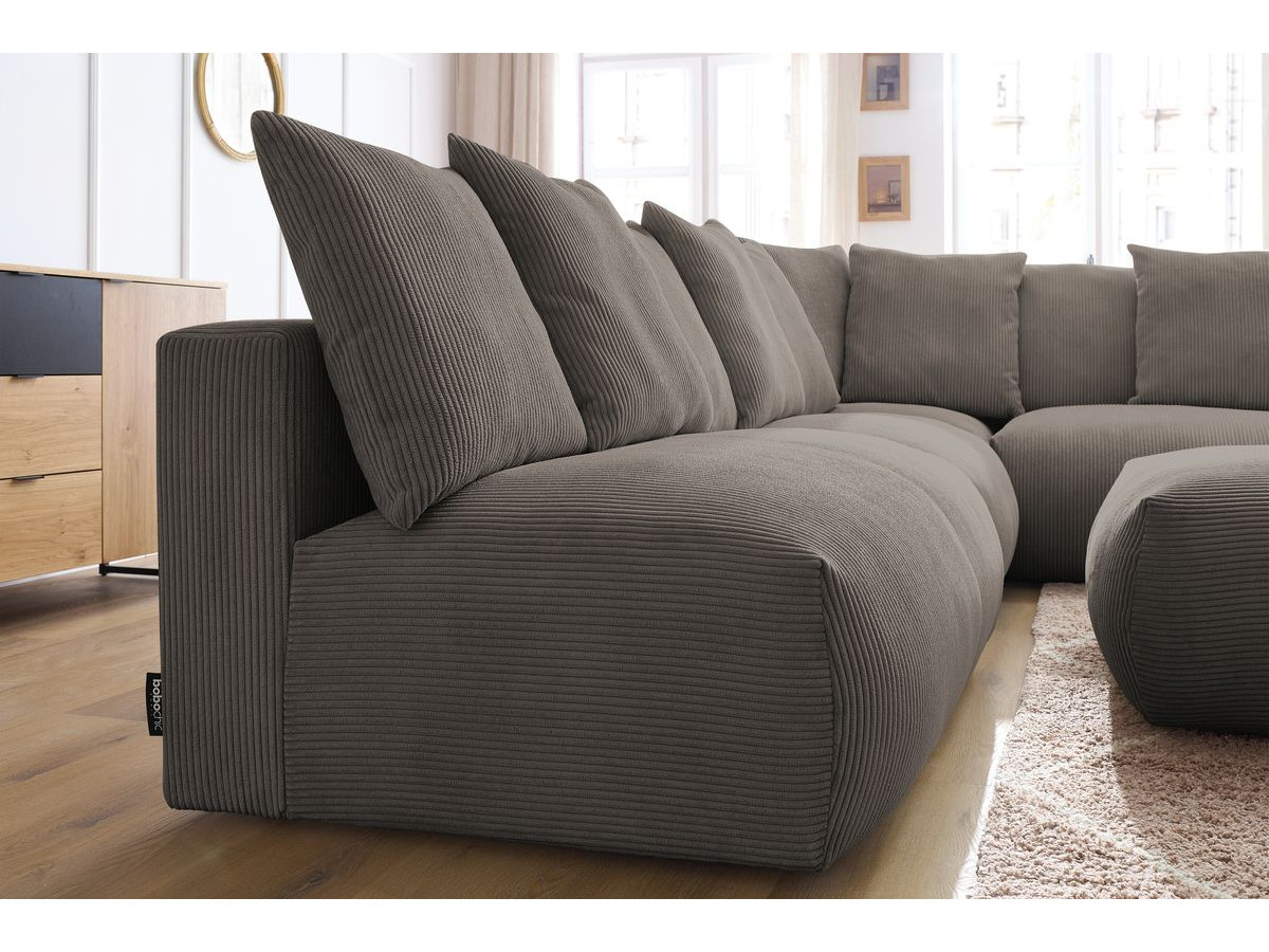 VOLTAIRE modulaire vaste hoekbank met 2 tweezitsfauteuils, 1 hoekbank, 1 enkele fauteuil en 1 poef