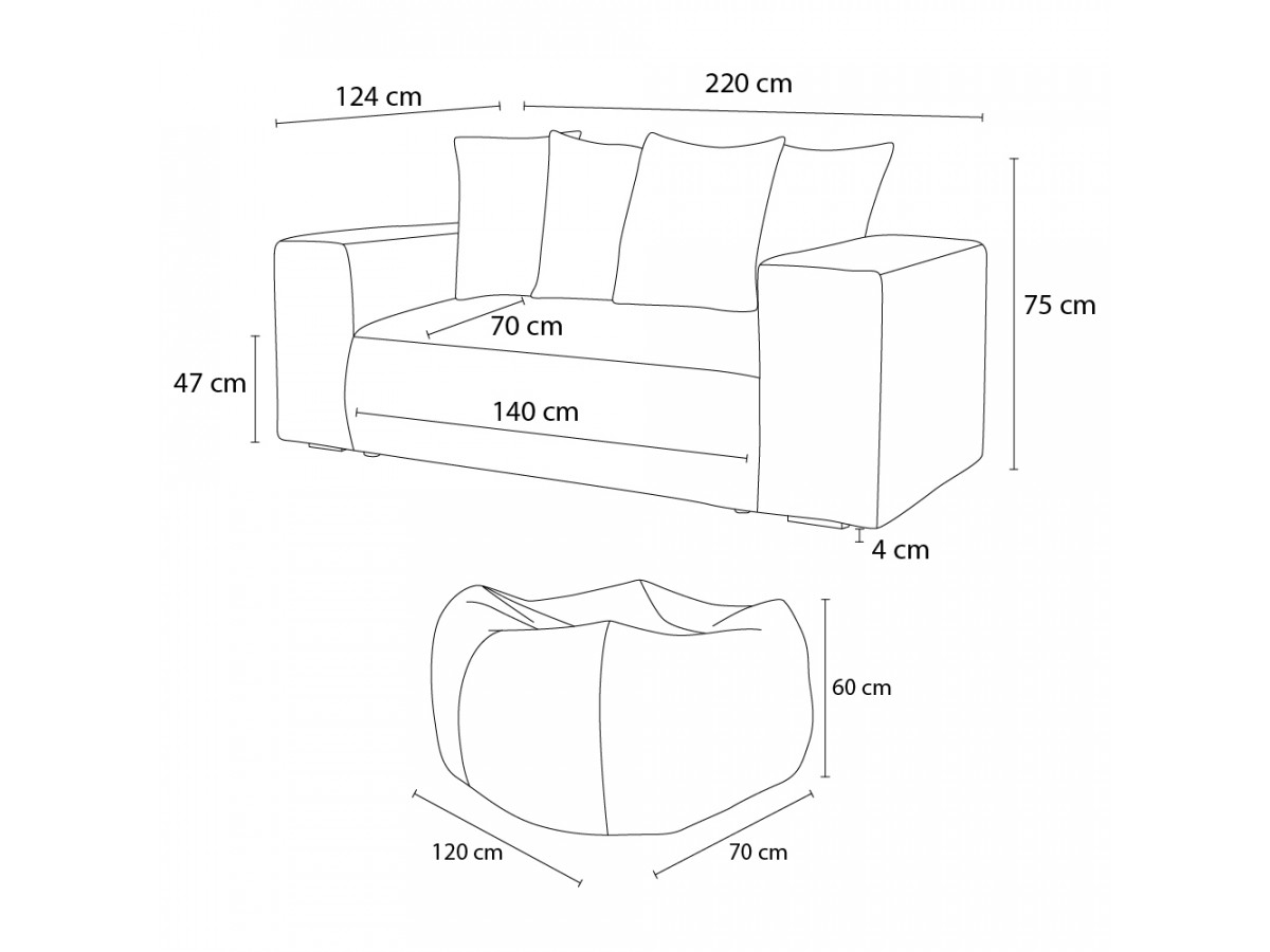 Canapé d'angle fixe EVEREST tissu chiné - Orange - Angle droit - 10 coussins