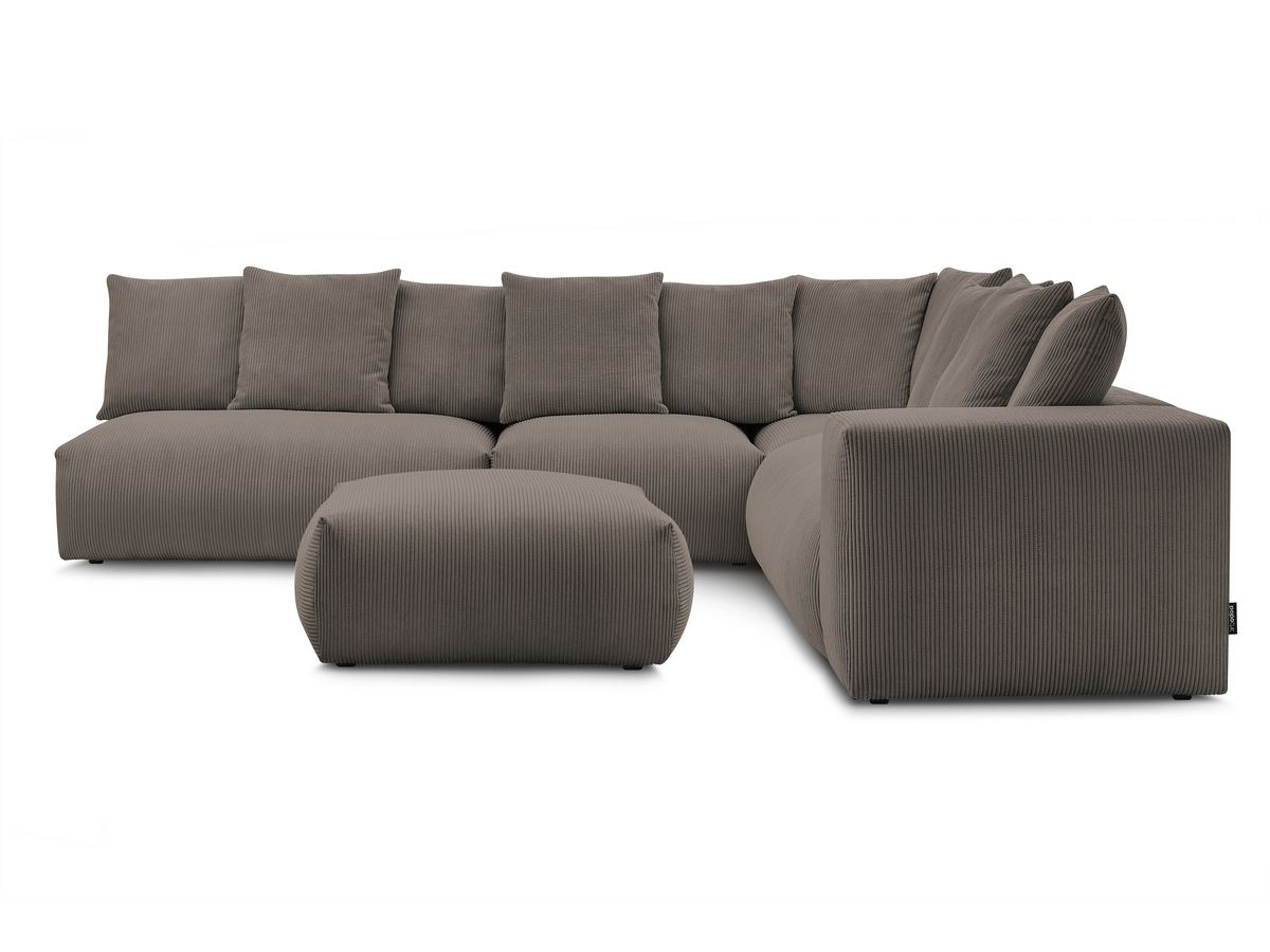 VOLTAIRE modulaire vaste hoekbank met 2 tweezitsfauteuils, 1 hoekbank, 1 enkele fauteuil en 1 poef