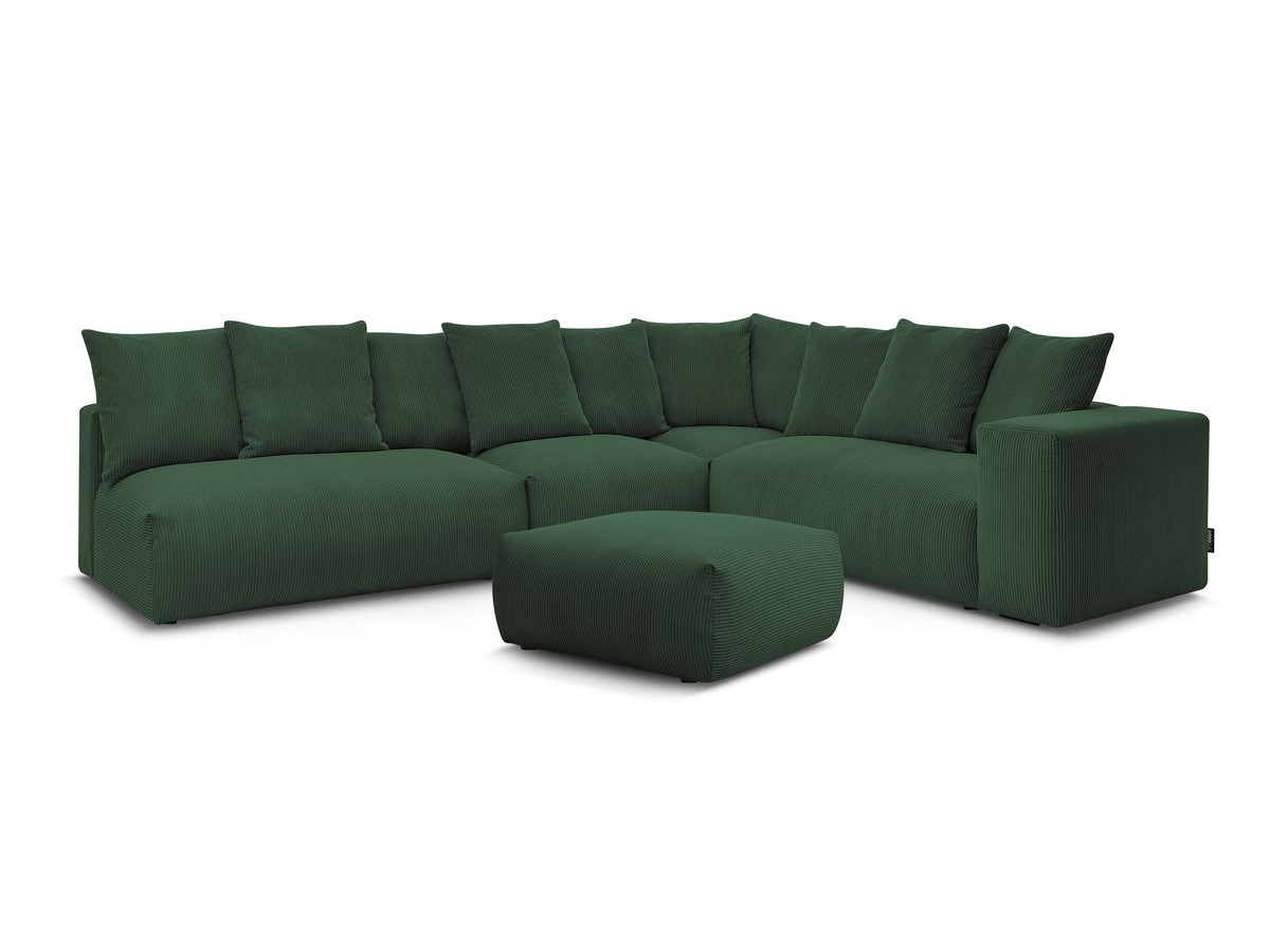 Canapé d'angle fixe modulable VOLTAIRE avec 2 chauffeuses 2 places, 1 angle, 1 chauffeuse 1 place et 1 pouf