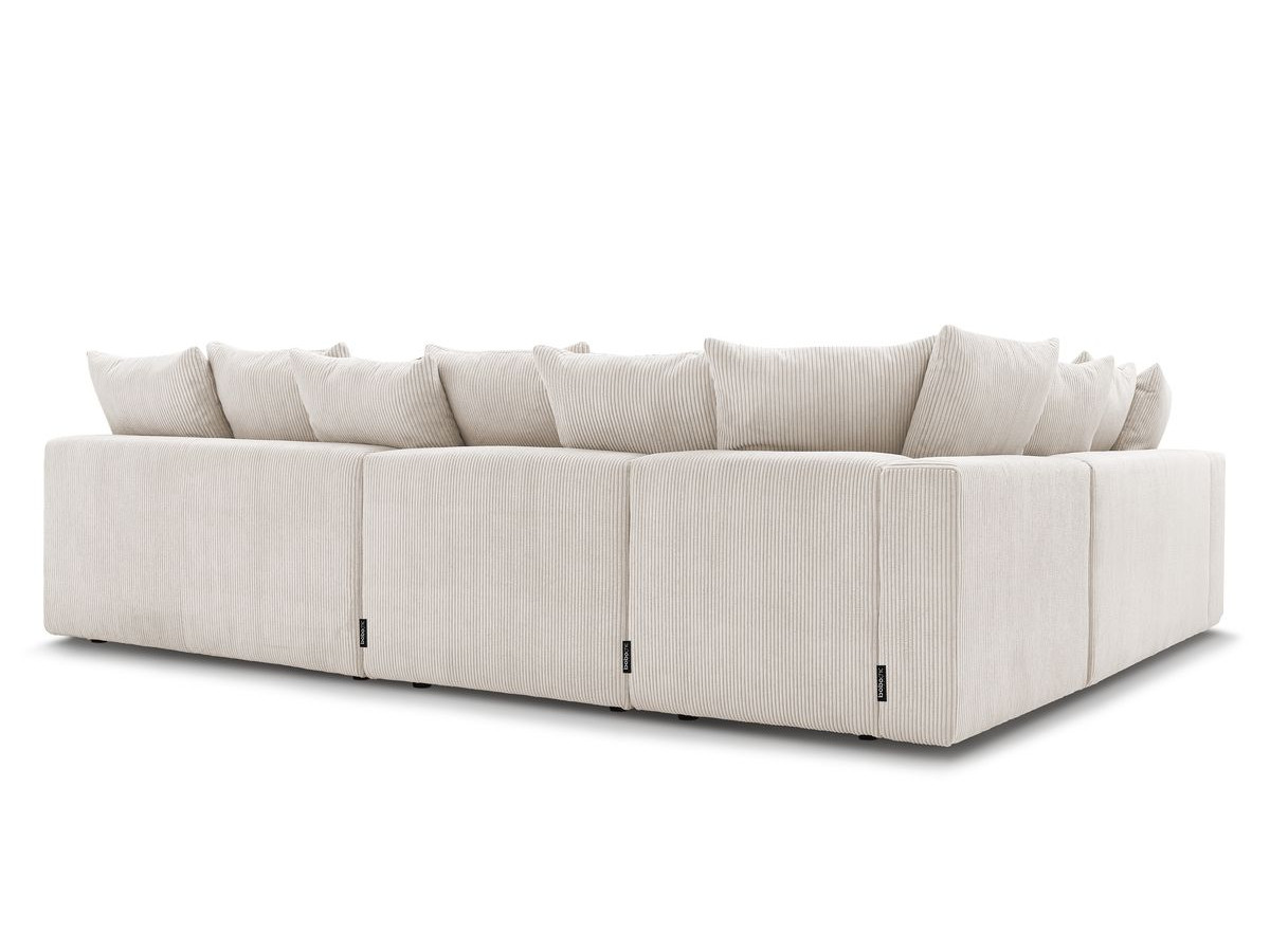 Canapé d'angle fixe EVEREST tissu chiné - Orange - Angle droit - 10 coussins
